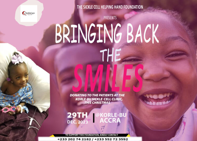 “The Sickle Cell Helping Hand Foundation” to donate and pay bills at the Korle-bu clinical genetics unit & More