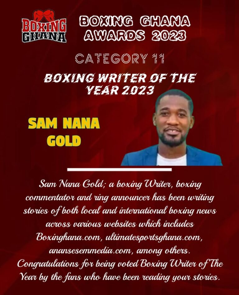 Sam Nana Gold Wins Boxing Writer Of The Year Award 2023